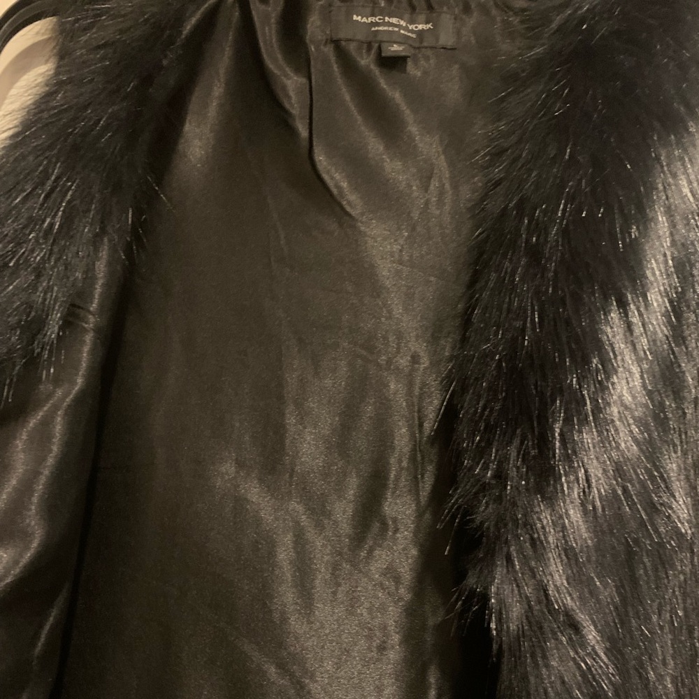 Marc New York Black Faux Fur Fringe Vest - Picture 3 of 5